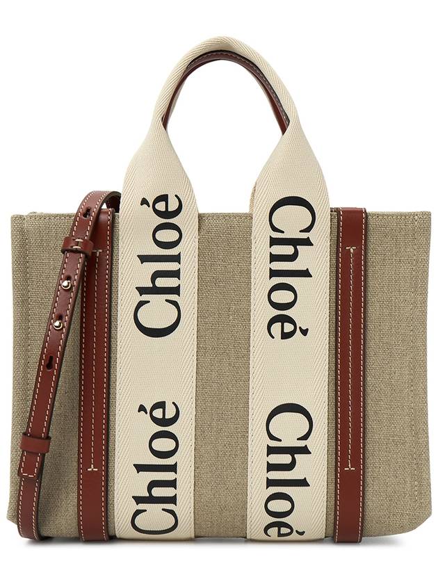 Woody Small Canvas Tote Bag White Brown Beige - CHLOE - BALAAN 2