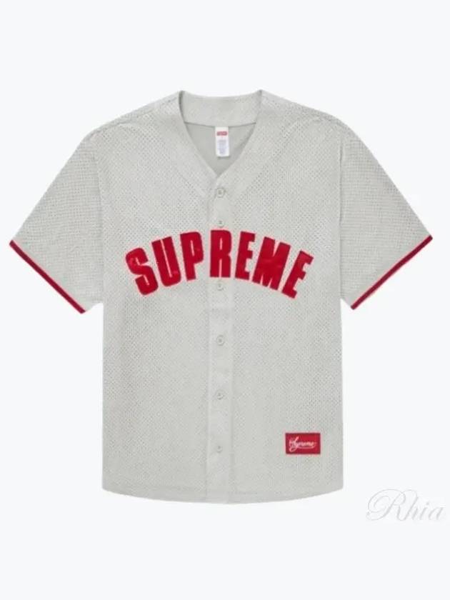 Ultrasuede Mesh Baseball Jersey Men s T Shirt Tops SS24KN22 GRAY - SUPREME - BALAAN 1