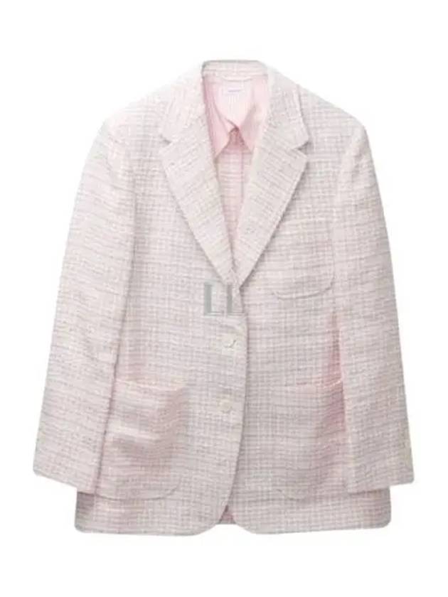 Hop Sack Check Tweed Crop Jacket Pink - THOM BROWNE - BALAAN 2