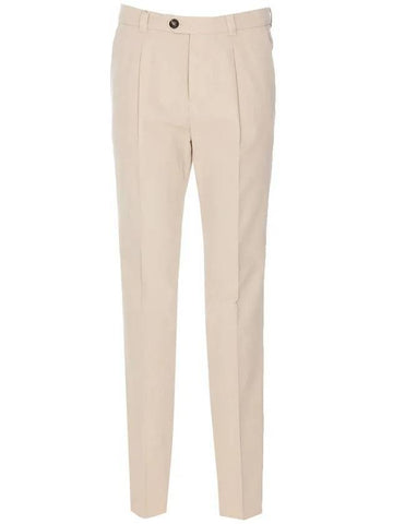 Slim Fit Straight Pants Beige - BRUNELLO CUCINELLI - BALAAN 1