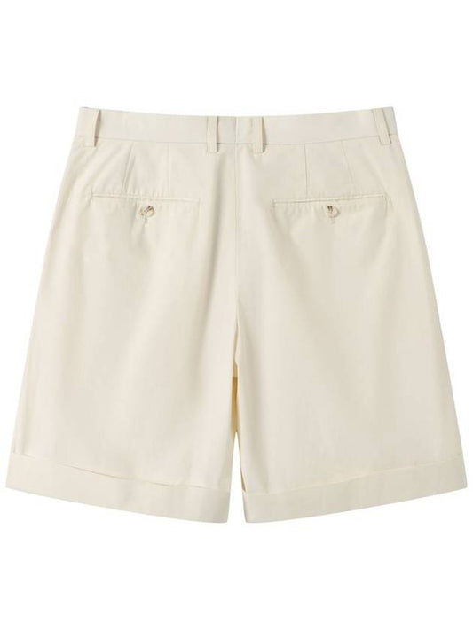 Men's Cotton Two-Tuck Shorts Ivory SWDQETPA02IV - SOLEW - BALAAN 2