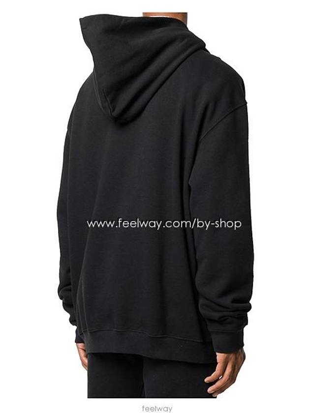 Reverse Embroidery Logo Cotton Hoodie Black - MAISON MARGIELA - BALAAN 5