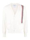 RWB Striped Intarsia Cotton Cardigan White - THOM BROWNE - BALAAN 3