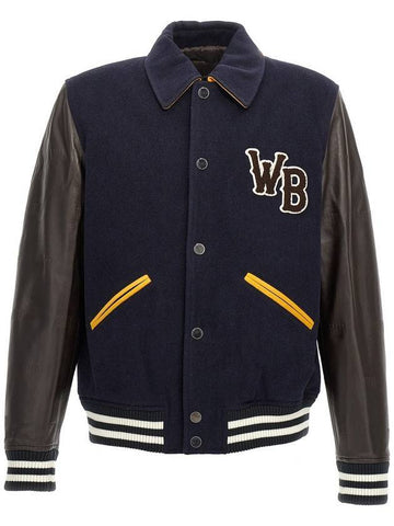 Prince Varsity Bomber Jacket Black Brown - WALES BONNER - BALAAN 1