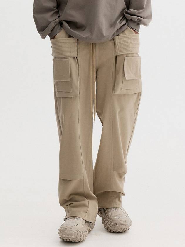 Den Hour Utility Wide String Work Pants Beige - THEN OUR - BALAAN 2