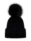 Logo Patch Wool Rib Knit Beanie Black - MONCLER - BALAAN.