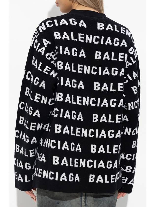 All-Over Logo Wool Cardigan Black - BALENCIAGA - BALAAN 5