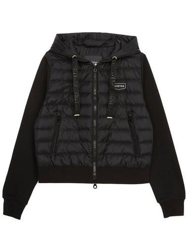 Bolsena Goose Down Mix Hoodie Cardigan Black - DUVETICA - BALAAN 1