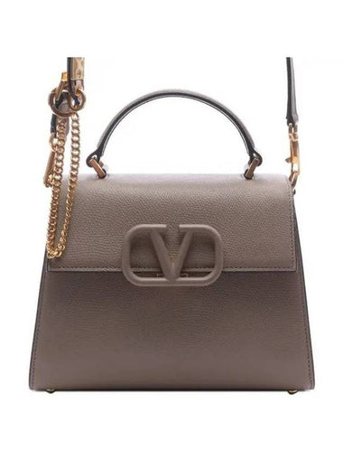 V Sling Small Leather Tote Bag Dove Grey - VALENTINO - BALAAN 1