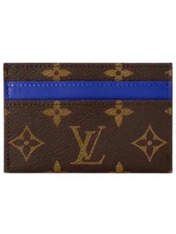 Double Card Wallet Brown Blue - LOUIS VUITTON - BALAAN 1