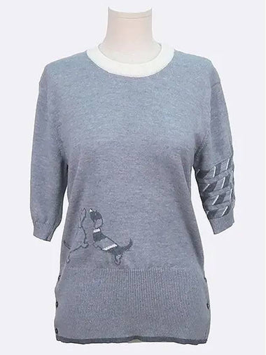 FKA400A Gray Color Hector Icon Women s Short Sleeve Knit Size 3 - THOM BROWNE - BALAAN 1