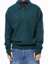 Men s M243TP08GN Dense Modal Open Collar Knit Green - CHANCE'S NOI - BALAAN 3