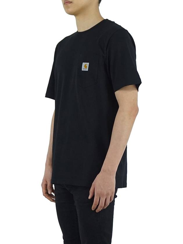 Pocket Short Sleeve T-Shirt Black - CARHARTT WIP - BALAAN 3