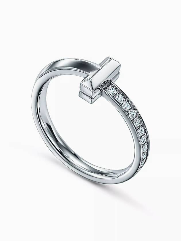 Tiffany T T1 Ring White Gold Diamond Ring Women Men - TIFFANY & CO. - BALAAN 1