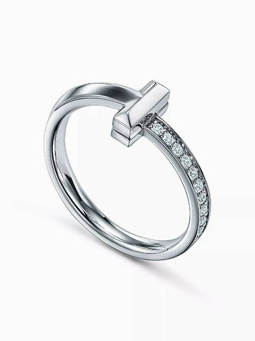 Tiffany T T1 Ring White Gold Diamond Ring Women Men - TIFFANY & CO. - BALAAN 1