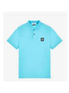 Men's Logo Patch Cotton Polo Shirt Blue - STONE ISLAND - BALAAN 2