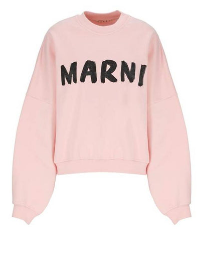 Logo Print Cotton Sweatshirt Pink Gummy - MARNI - BALAAN 2