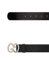 GG Buckle Wide Leather Belt Black - GUCCI - BALAAN 5