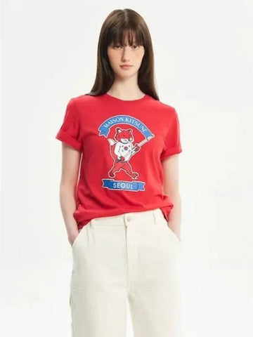 Women s Fox Print Regular T Shirt Plum Red Domestic Product GM0023071060620 - MAISON KITSUNE - BALAAN 1