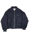 Men's Logo Tweed Zip-Up Jacket Navy - WOOYOUNGMI - BALAAN 2