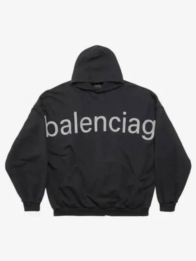 Logo Print Cotton Hoodie Black - BALENCIAGA - BALAAN 3