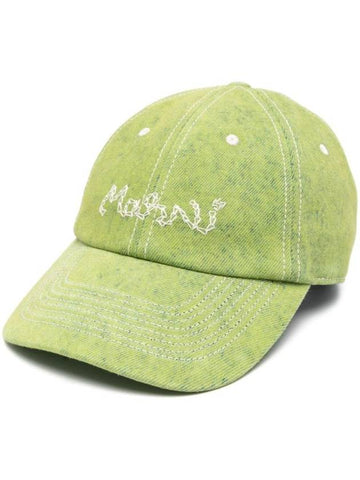 Embroidered Logo Denim Ball Cap Green - MARNI - BALAAN 1