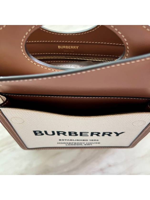 Mini Two-Tone Canvas And Leather Pocket Bag Natural Malt Brown - BURBERRY - BALAAN 10