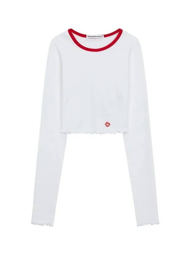 Long Sleeve Lettuce Hem T Shirt White - ALEXANDER WANG - BALAAN 1