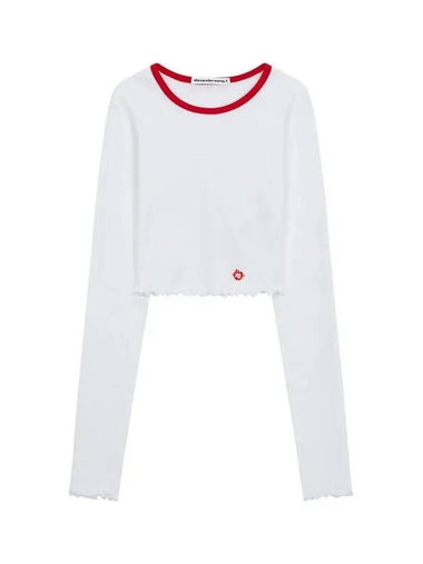 Long Sleeve Lettuce Hem T Shirt White - ALEXANDER WANG - BALAAN 1