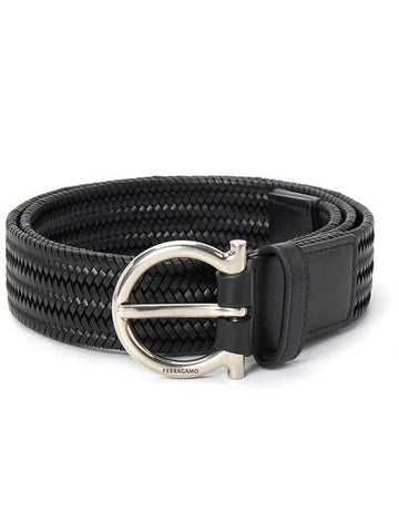 Logo Engraved Buckle Leather Belt Black - SALVATORE FERRAGAMO - BALAAN 1