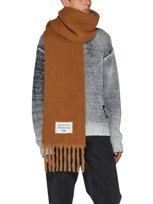 Logo Patch Fringe Muffler Brown - ACNE STUDIOS - BALAAN 3