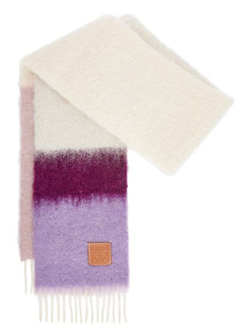 Striped Mohair Wool Muffler Purple - LOEWE - BALAAN 1