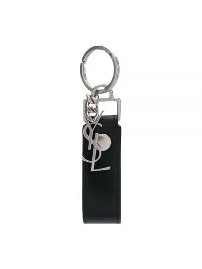 Monogram Leather Key Holder Black Silver - SAINT LAURENT - BALAAN 2