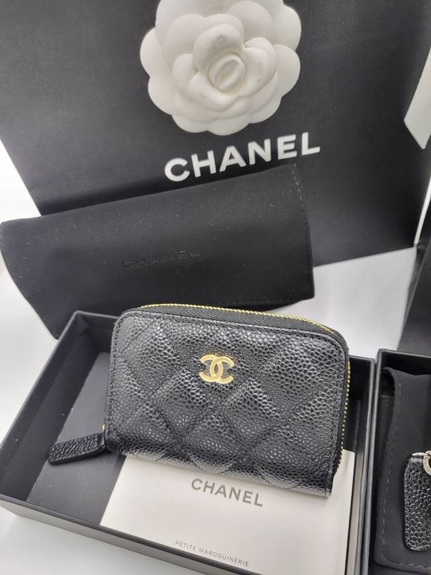 Classic zipper card wallet black caviar gold AP0216 - CHANEL - BALAAN 10