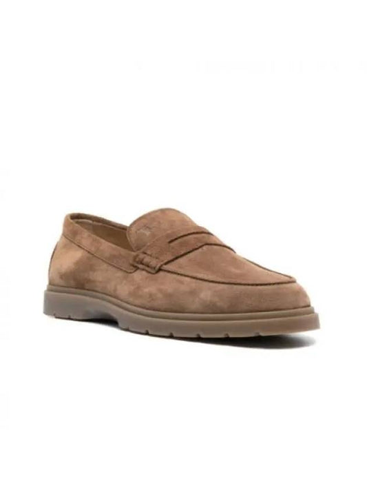 Pebble Tab Moccasin Suede Penny Loafers Brown - TOD'S - BALAAN 1