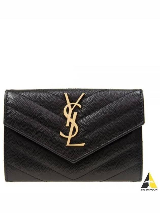 Monogram Envelope Small Half Wallet Black Gold - SAINT LAURENT - BALAAN 2