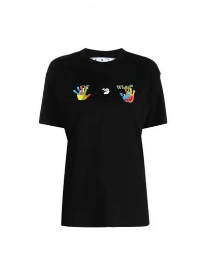 Hand Logo Print Short Sleeve T-Shirt Black - OFF WHITE - BALAAN 2