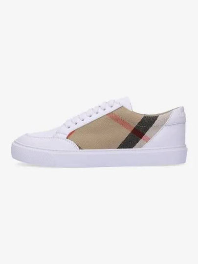 House Check Leather Sneakers Optic White - BURBERRY - BALAAN 2