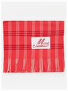 Logo Applique Check Virgin Wool Scarf Red - MARNI - BALAAN 2