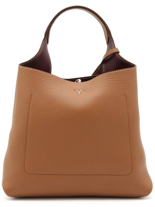 Logo Mini Leather Tote Bag Brown - TOD'S - BALAAN 6