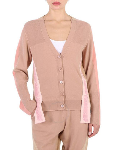 Stella Mccartney Soft Tonal Mix Logo-Strap Panelled Cardigan, Brand Size 38 (US Size 4) - STELLA MCCARTNEY - BALAAN 1