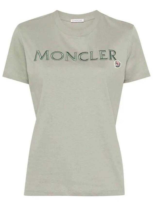 Embroidered Logo Cotton Short Sleeve T-Shirt Sage Green - MONCLER - BALAAN 2