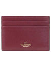 Rockstud Leather Card Wallet Red - VALENTINO - BALAAN 5