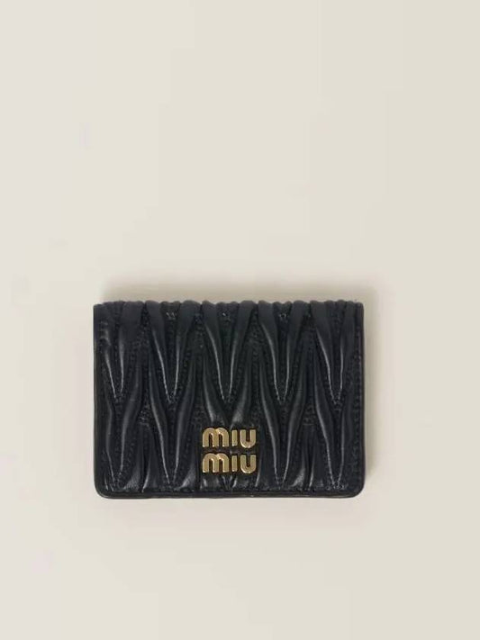 Matelasse Nappa Leather Card Wallet Black - MIU MIU - BALAAN 2