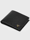 Men's T Plaque Embossed Logo Leather Half Wallet Black - TOD'S - BALAAN 4