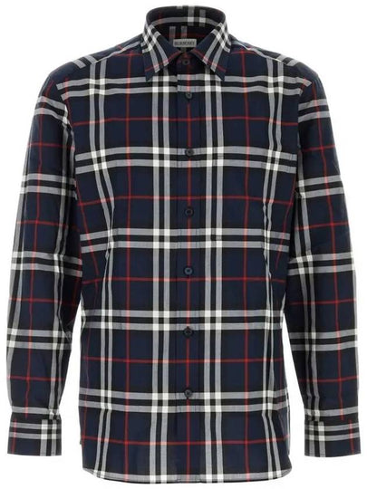 Check Pattern Long Sleeve Shirt Navy - BURBERRY - BALAAN 2