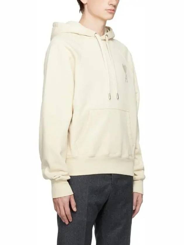 Big Heart Logo Heavy Loopback Organic Cotton Fleece Hoodie Beige - AMI - BALAAN 3