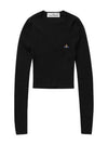 Bea Cropped V-Neck Knit Top Black - VIVIENNE WESTWOOD - BALAAN 2