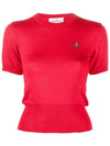 ORB Logo Short Sleeve Knit Top Red - VIVIENNE WESTWOOD - BALAAN 3