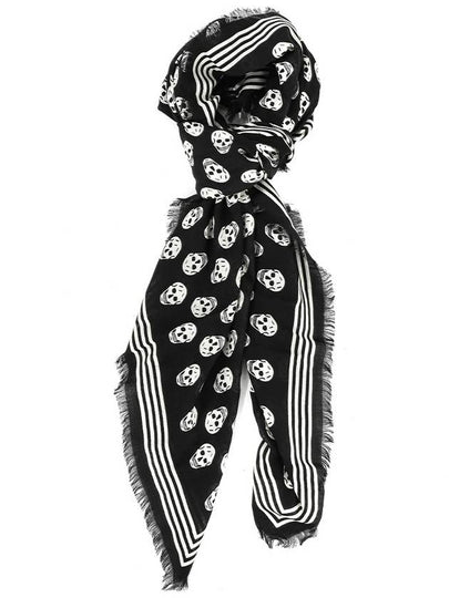 Skull Wool Scarf Black - ALEXANDER MCQUEEN - BALAAN 2